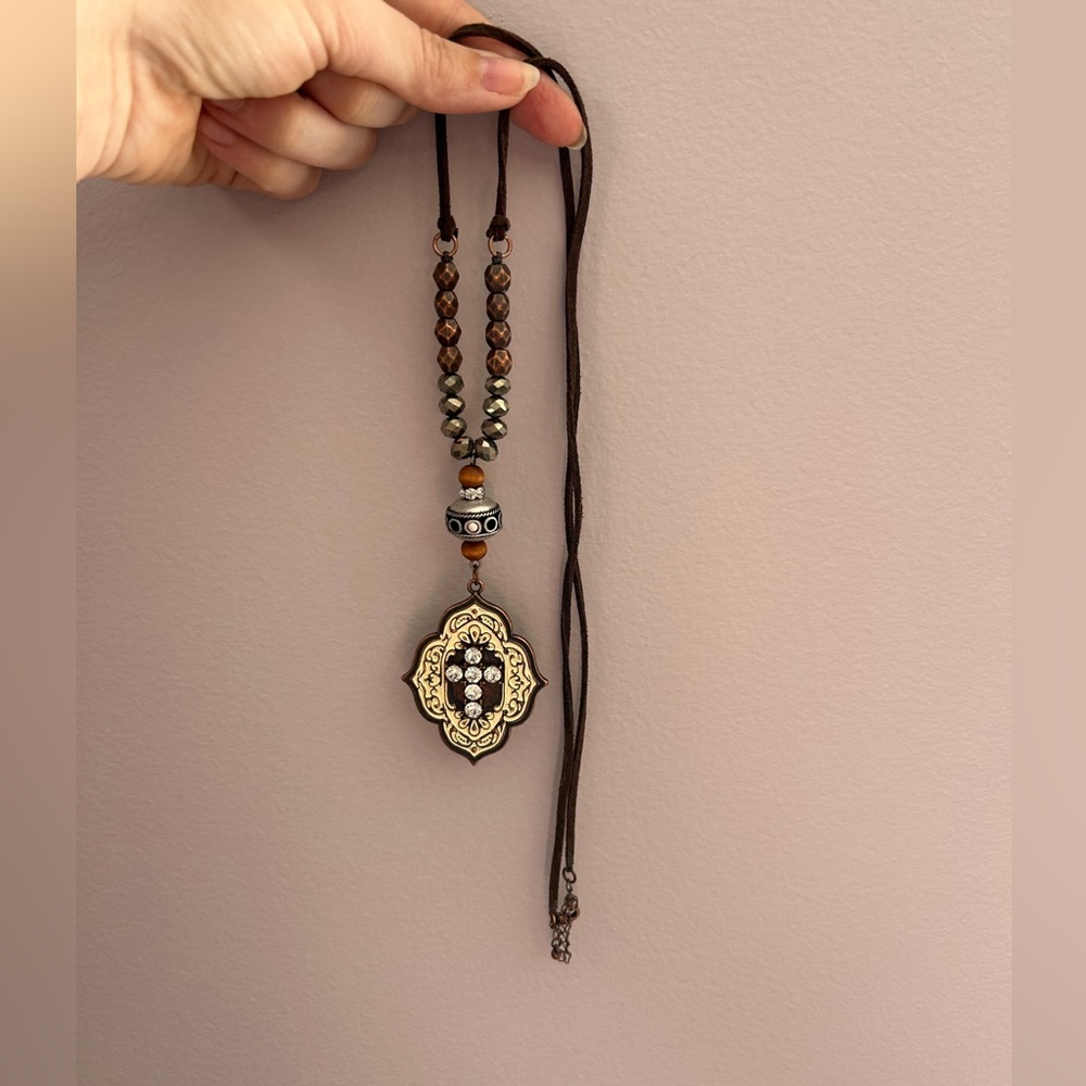 Bohemian Pendant Necklace with Beads 16in